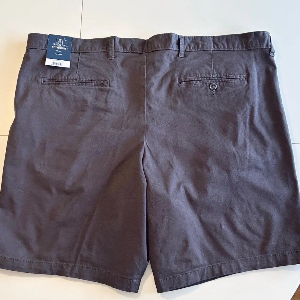 George Big Men’s Stretch Cotton Blend Twill Flat Front Shorts, 9” Inseam - Picture 4 of 11